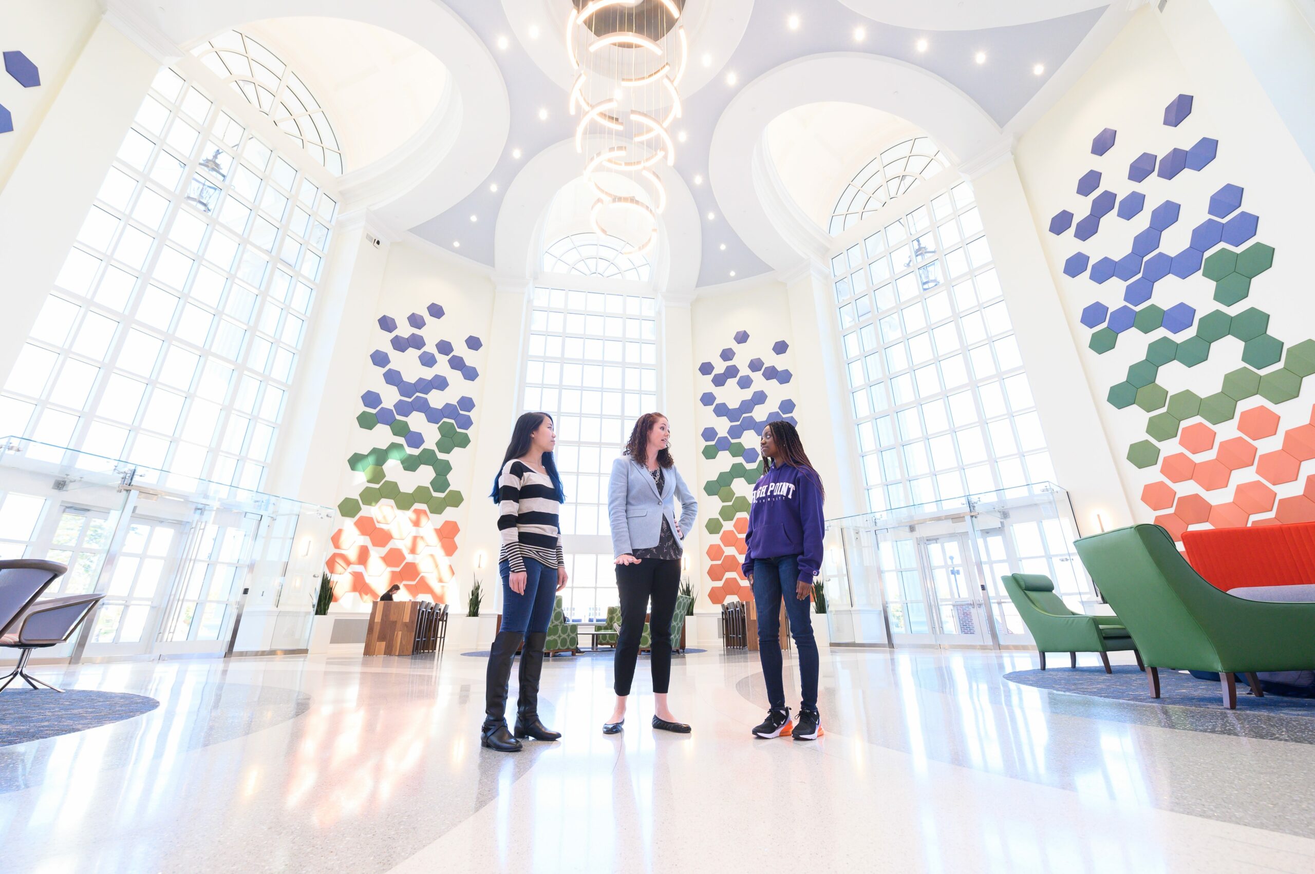 Wanek School of Natural Sciences Lobby with Students