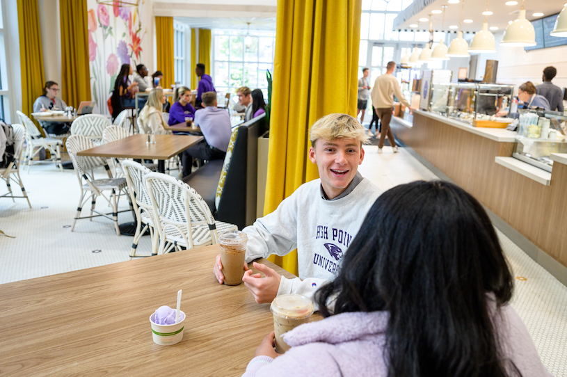 students inside the butterfly cafe