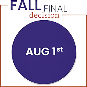Graphic for Fall Final Decision deadline featuring a dark purple circle displaying the date Aug 1st. width=