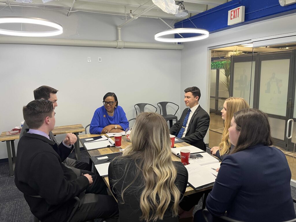dallas mavericks ceo suite with students