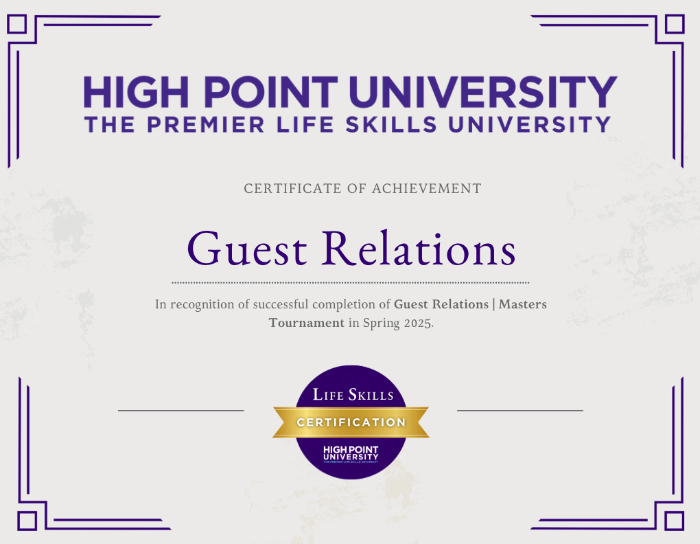 guest relation certificate
