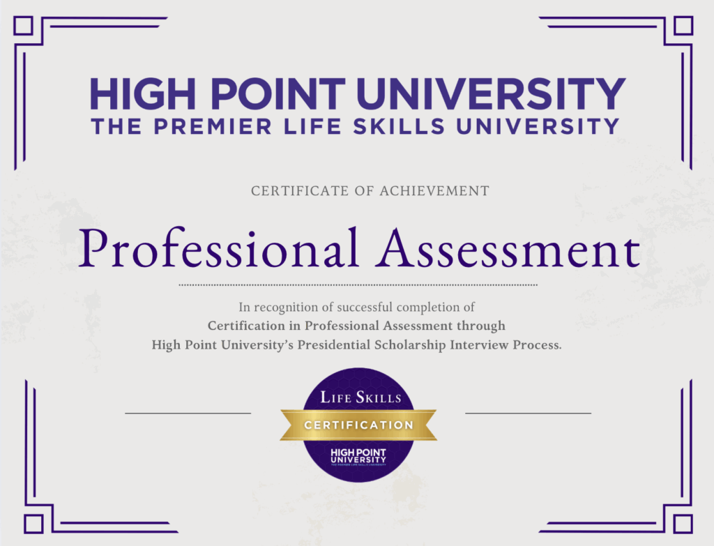 Professional Assessment Certificate
