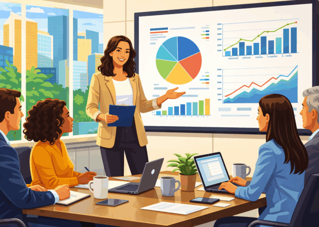 Motivation woman in board room