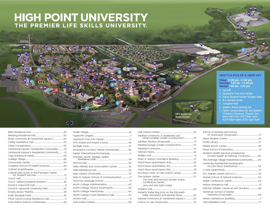Parking and Shuttles Family Weekend High Point University