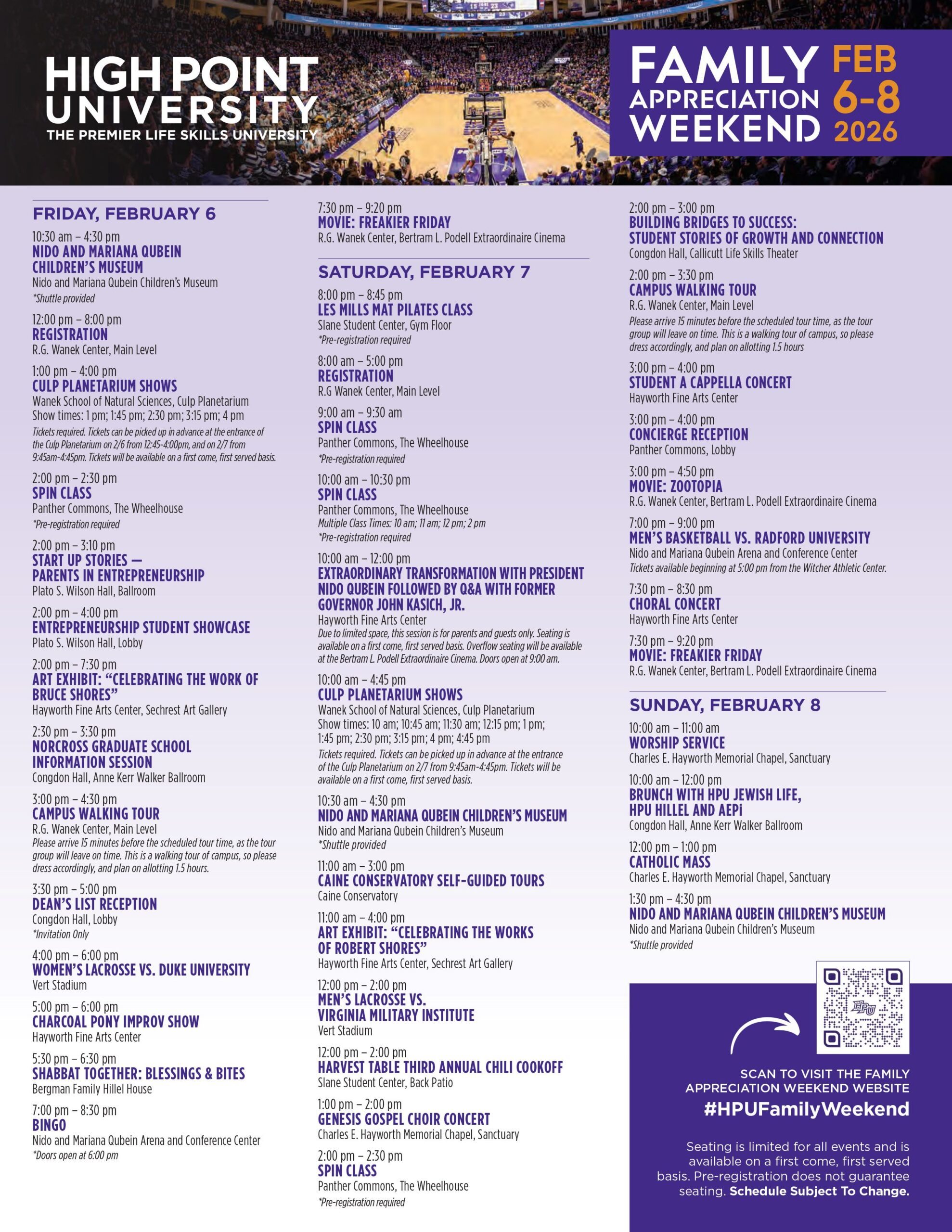 Spring Family Weekend Schedule Flyer Sp26 revised Final 2.3 1