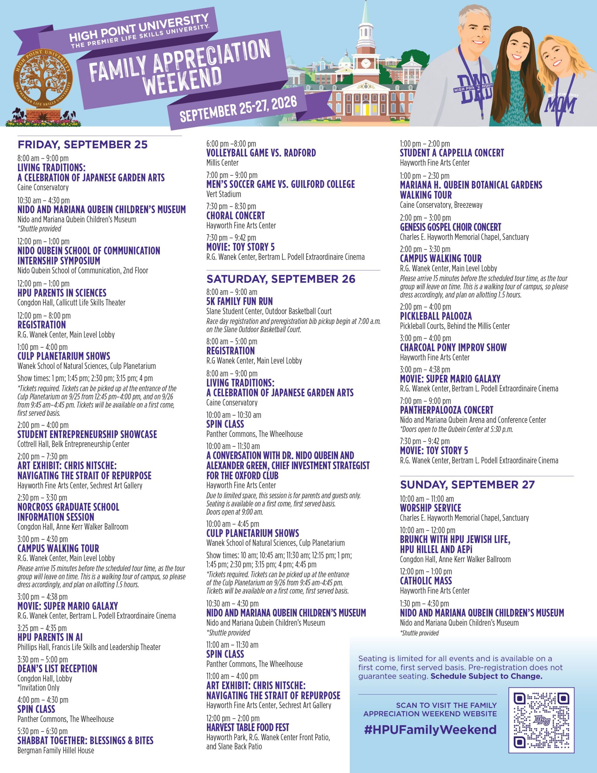 Fall Family Weekend Schedule Flyer F26 REVISED Final 1