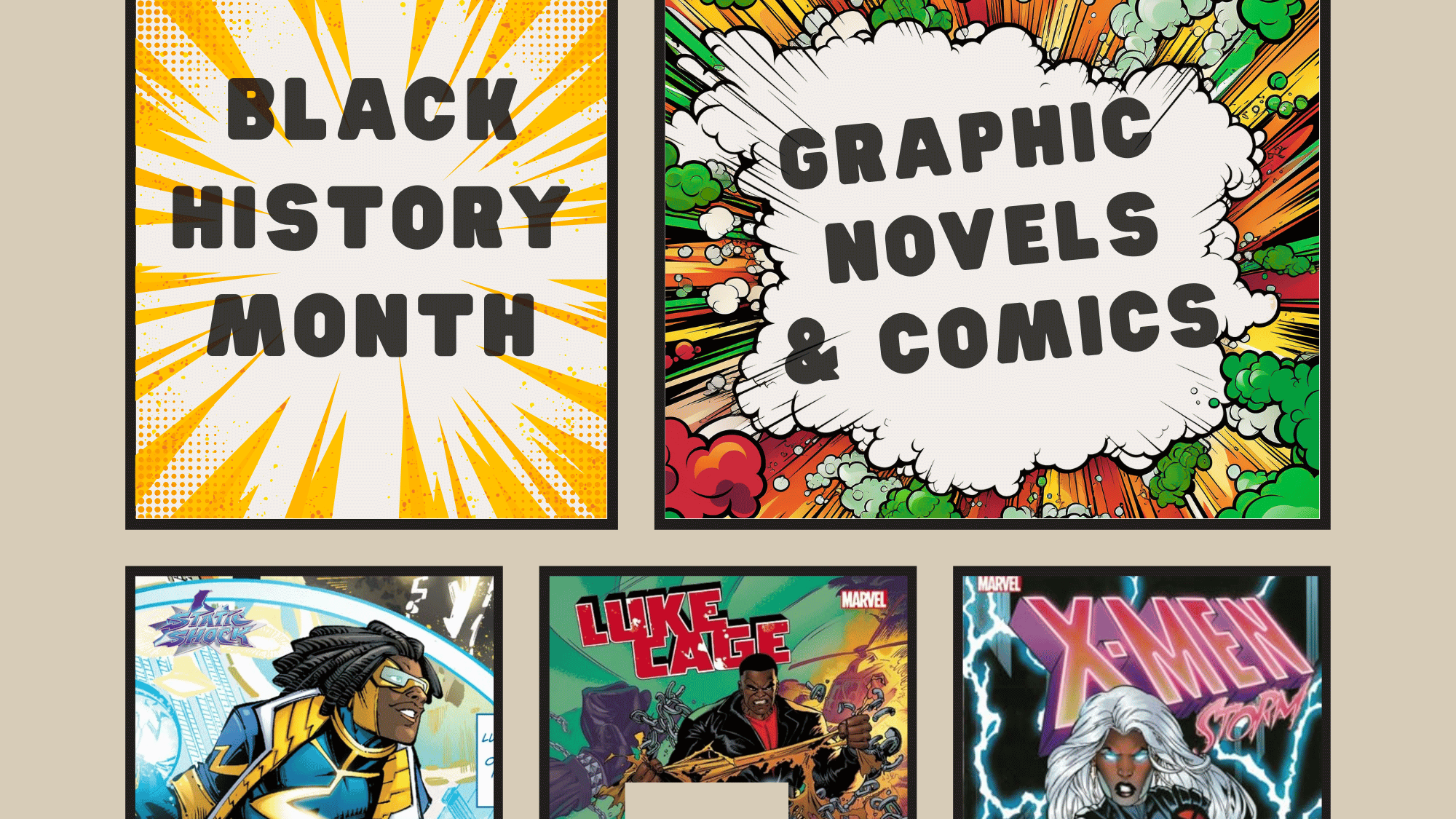 Black Comics & Graphic Novels Feb. Display (16 x 9 in)