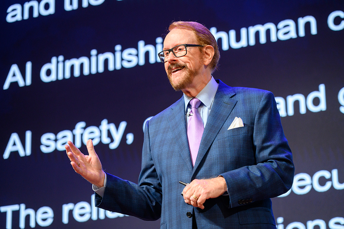 This was Burrus’ first visit to HPU’s campus since being named HPU’s AI Expert in Residence this summer. He spoke to the freshmen class about the importance of life skills in the age of artificial intelligence.