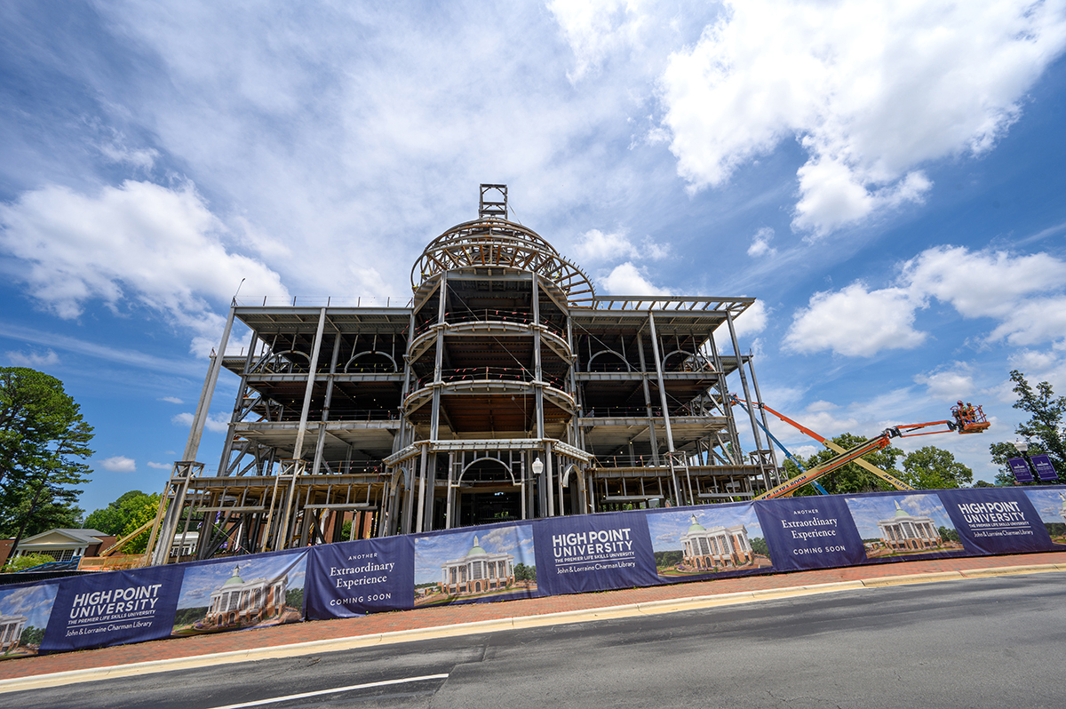 A photo showing the exterior of the Charman Library from a different angle.