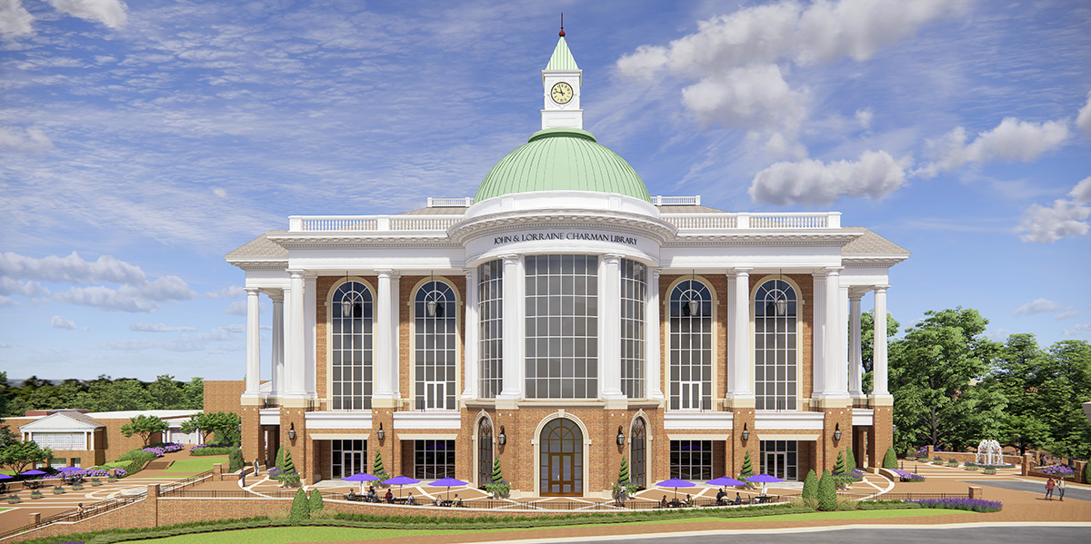 An artistic rendering of the Charman Library when it is completed.