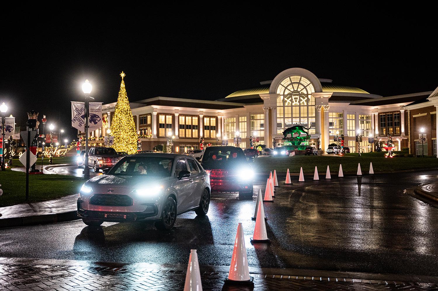 Thousands of community members enjoyed the sights and sounds of the holiday season while driving through campus during the 13th annual Christmas Drive celebration a year ago. During the free event, community members saw a 58-foot Christmas tree outside the Nido and Mariana Qubein Arena and Conference Center.