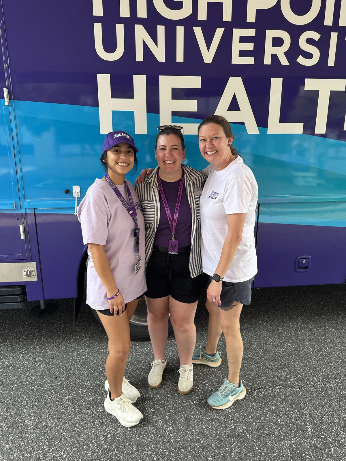 Seventy-three volunteers from the dental school provided free comprehensive exams and teeth cleanings during the day of service. Pictured from left were Olivia Brady, practice manager for the Workman School of Dental Medicine; Jamie Burgess-Flowers, assistant professor and director of integrated and applied behavioral sciences; and Mindy Coleman, a dental assistant for the school.