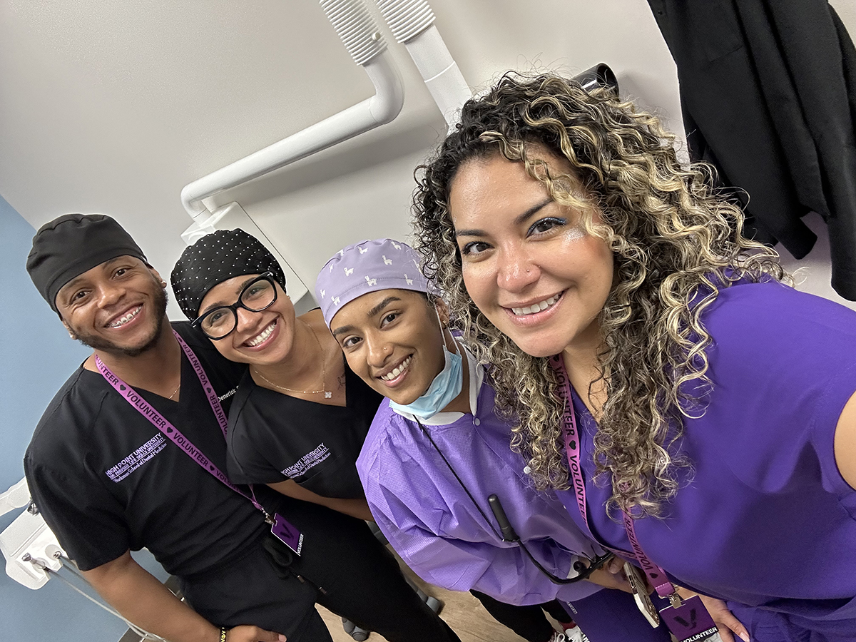 Pictured from left were dental students Denerick Simpson, Adi Hale, Nainee Nardin and Darlene Vasquez as they volunteered at Faith in Smiles.