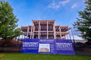Construction has progressed on a new building for High Point University’s Workman School of Dental Medicine, which will welcome its inaugural class this fall.