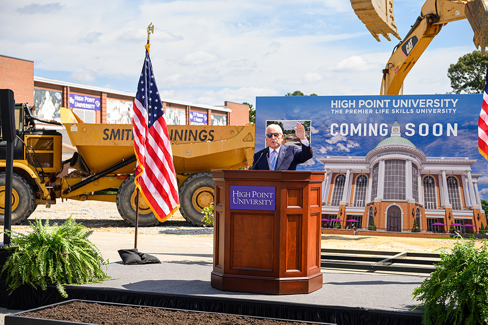 At a groundbreaking ceremony, Dr. Qubein thanked the Charmans for their generous gift to HPU.