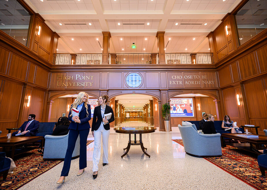 High Point University’s Kenneth F. Kahn School of Law has earned provisional approval from the American Bar Association. Law students gathered in the lobby of the law school’s new three-story, 77,500-square-foot building on HPU’s campus.