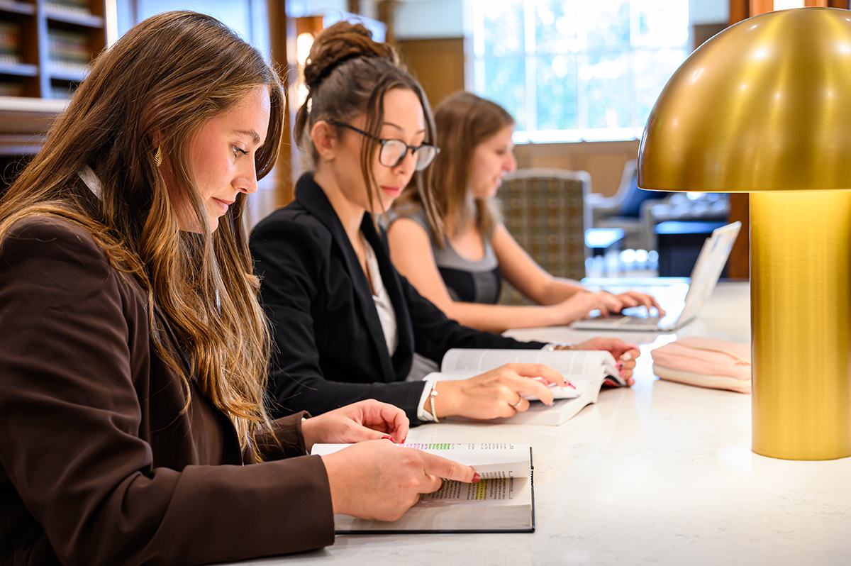 The state-of-the-art building includes a 13,000-square-foot law library with study space for students.