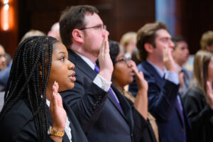 New law students pledged to always practice law ethically and in a professional manner during the ceremony.