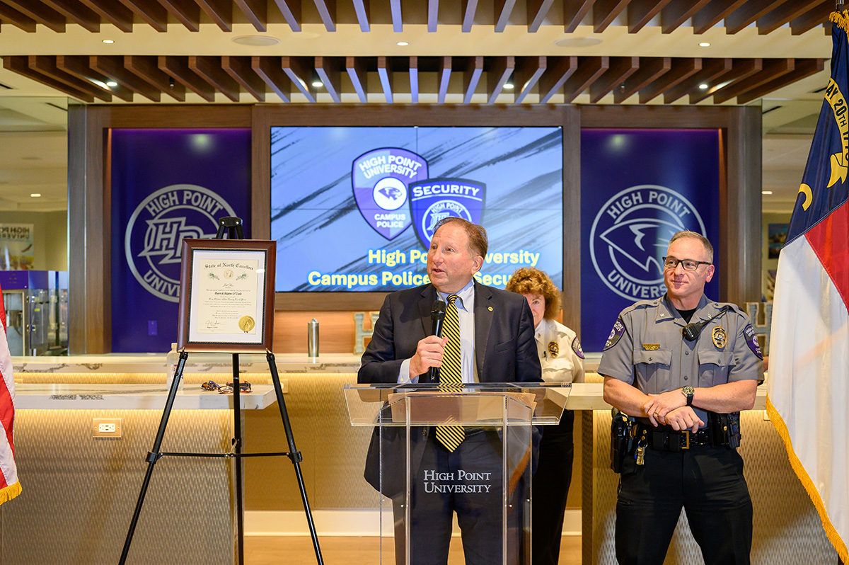 Paul Lessard, founding president of the High Point Community Foundation, spoke about O’Toole’s service to the city of High Point during the ceremony.