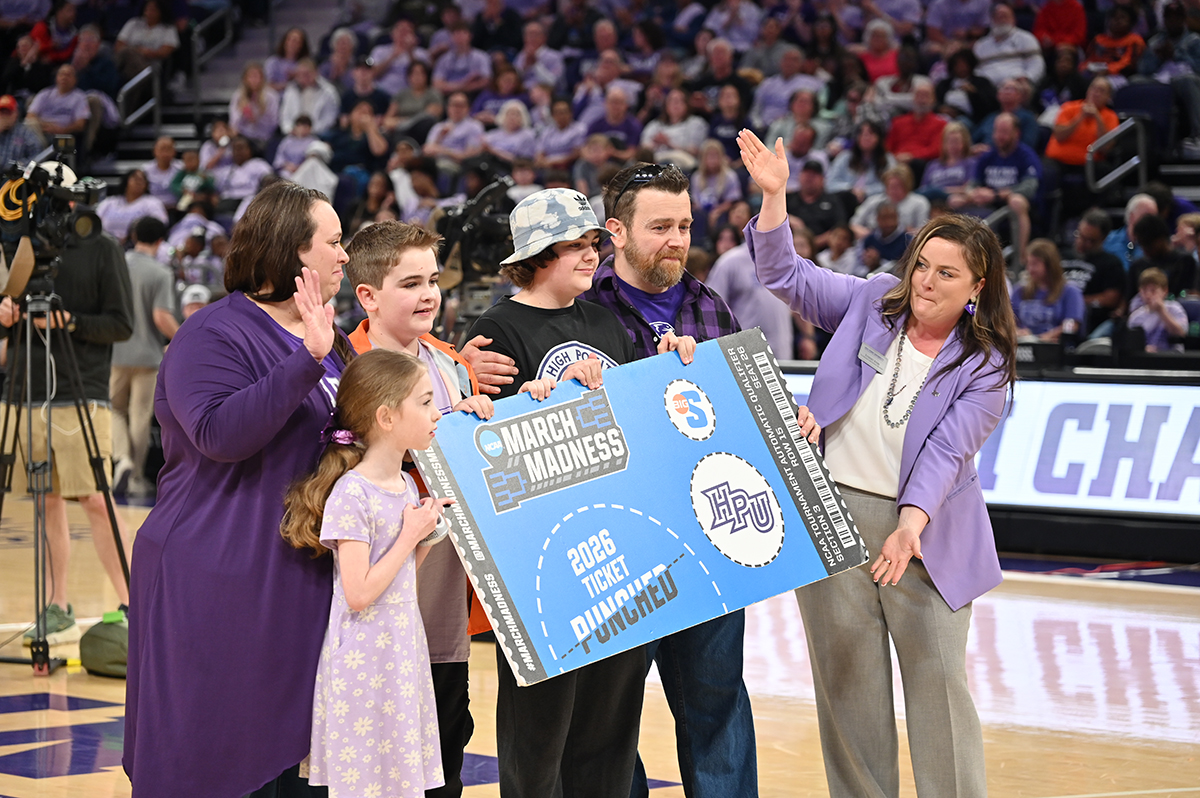 The Ford family was born and raised in High Point. The family of five will receive free airfare, hotel accommodations, food, ground transportation and more from HPU to attend the NCAA Tournament.