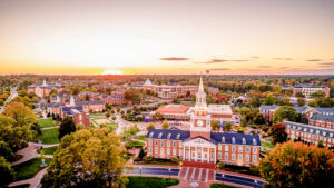 An aerial photo of High Point University's campus.