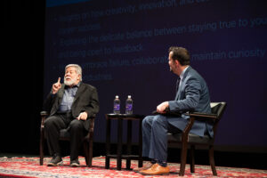 Wozniak sat down with Dr. Daniel Hall, dean of the Earl N. Phillips School of Business, and spoke about how students can incorporate creativity, innovation and coachability into their professional lives.