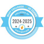 Badge shows Colleges of Distinction recognized High Point University among the nation's best for 10 years.