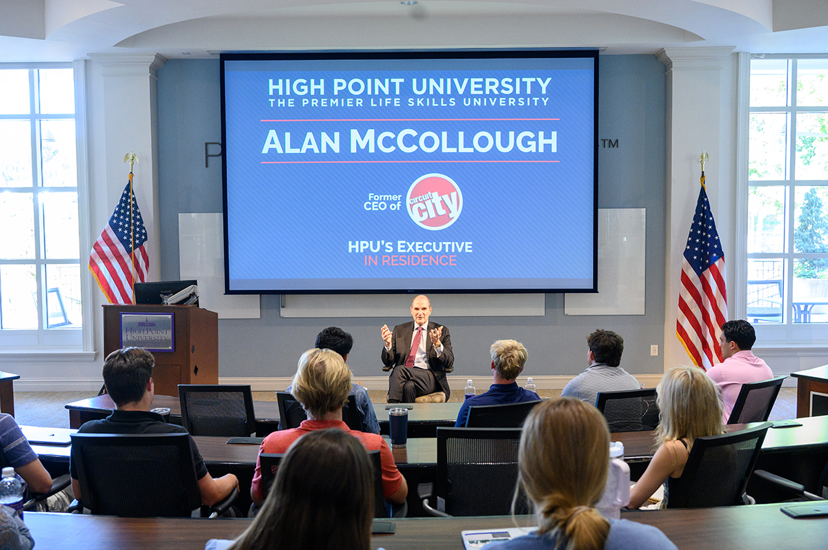 McCollough discussed the role of cash and capital management with HPU students.