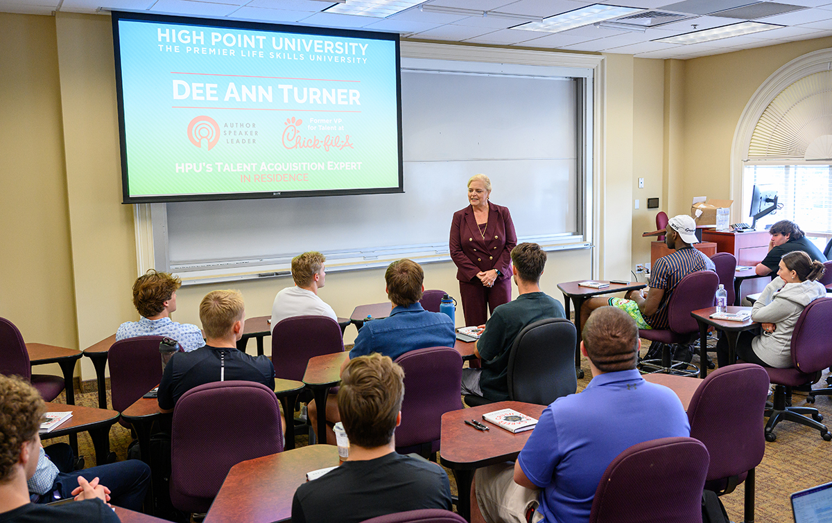 Turner taught two leadership classes and finance and event management students while on campus.