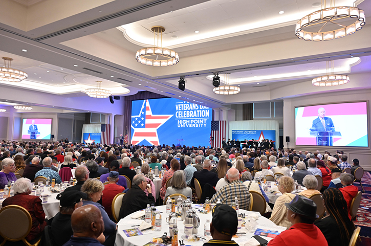 HPU President Nido Qubein welcomed veterans, family members and community guests at last year’s event. With more than 2,000 people in attendance, it was the largest audience in the event’s history. 