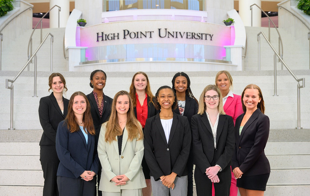 Pictured are the 10 Class of 2024 graduates recognized by the Strickland Women’s Leadership Council. From top left are Strickland Trailblazer Award finalists Sadie Flagg, from Ashland, Virginia; Hannah Parson, from Davenport, Florida; Melanie Fitts, from Holly Springs, North Carolina; Chelsea Delapp, from Charlotte, North Carolina; and Hannah Zelis, from Naples, Florida. From bottom left are Halle Nichols, from Blanco, Texas; Emerson Heckler, from Mooresville, North Carolina; Nyila Johnson, from Jamestown, North Carolina; Alexa Elder, from Ardmore, Pennsylvania; and Rachel Watne, from Minnetrista, Minnesota.  