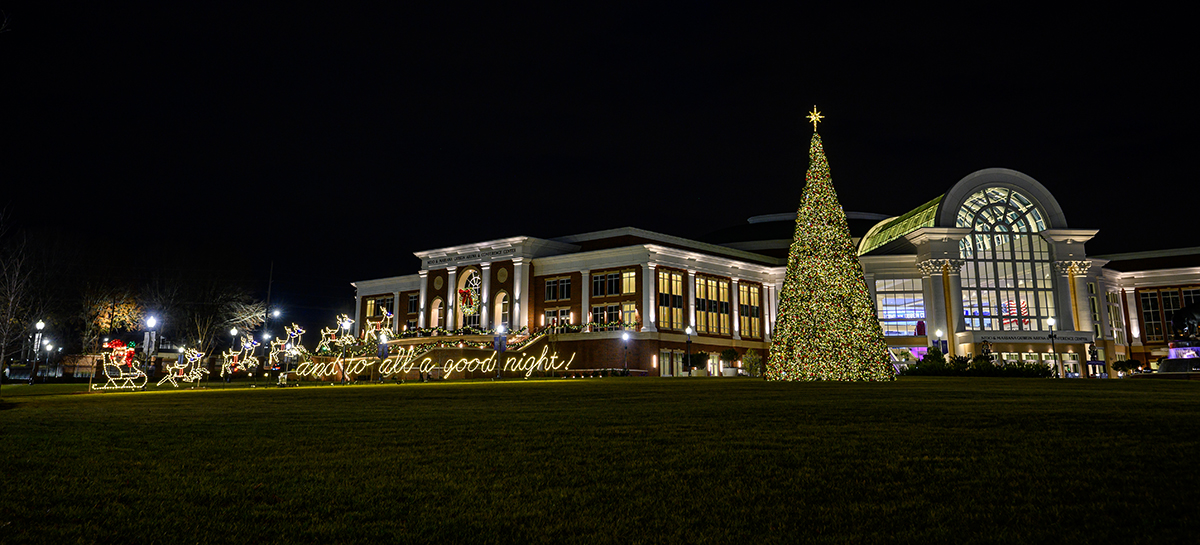 Families will enjoy the holiday decorations and sounds of the season from the comfort of their vehicles, including a 58-foot Christmas tree outside the Nido and Mariana Qubein Arena and Conference Center.