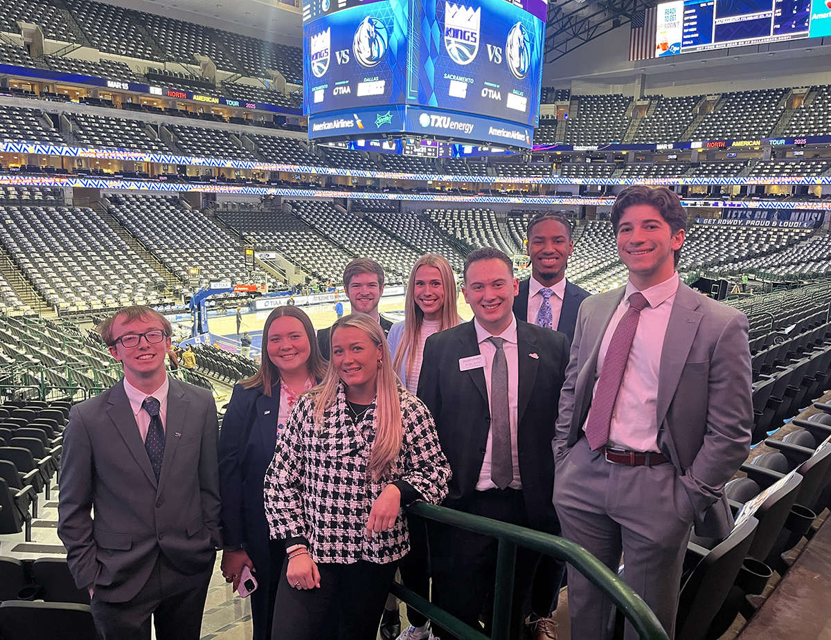 Pictured from left inside the American Airlines Center were Tim McCormack, Megan Laidler, Peyton Gilmore, Maxwell Rattet and Vincent Cafiso. Behind them were David Bowers, Lauren Kraus and Wallace Reese IV.