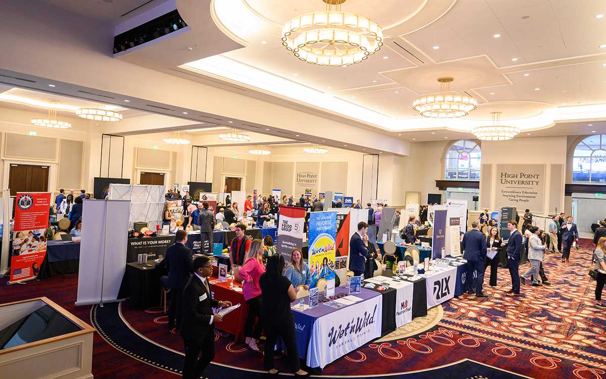 Recruiters’ booths filled the Qubein Conference Center during the Career and Internship Expo.