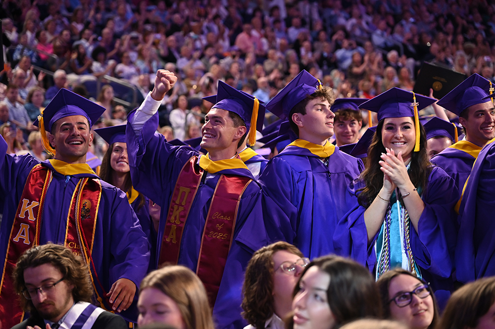 A group of new graduates celebrated during their Commencement ceremony.