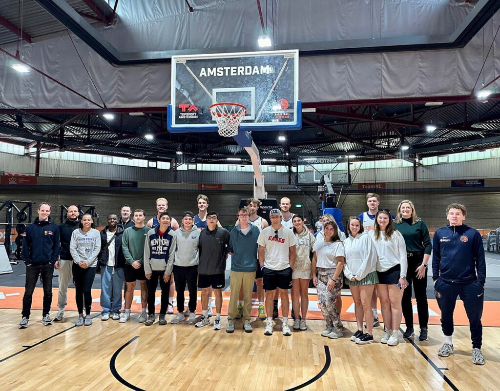 Students toured a basketball complex in Amsterdam during the Sport in Society Global Experience in the Netherlands and Germany course.