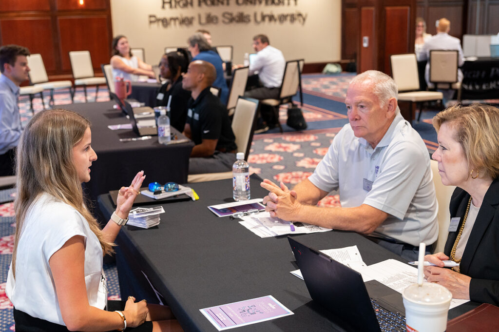 Paris Glover, a senior hospitality and criminal justice major from Greensboro, North Carolina, presented her research about human trafficking across the tourism and hospitality sectors.
