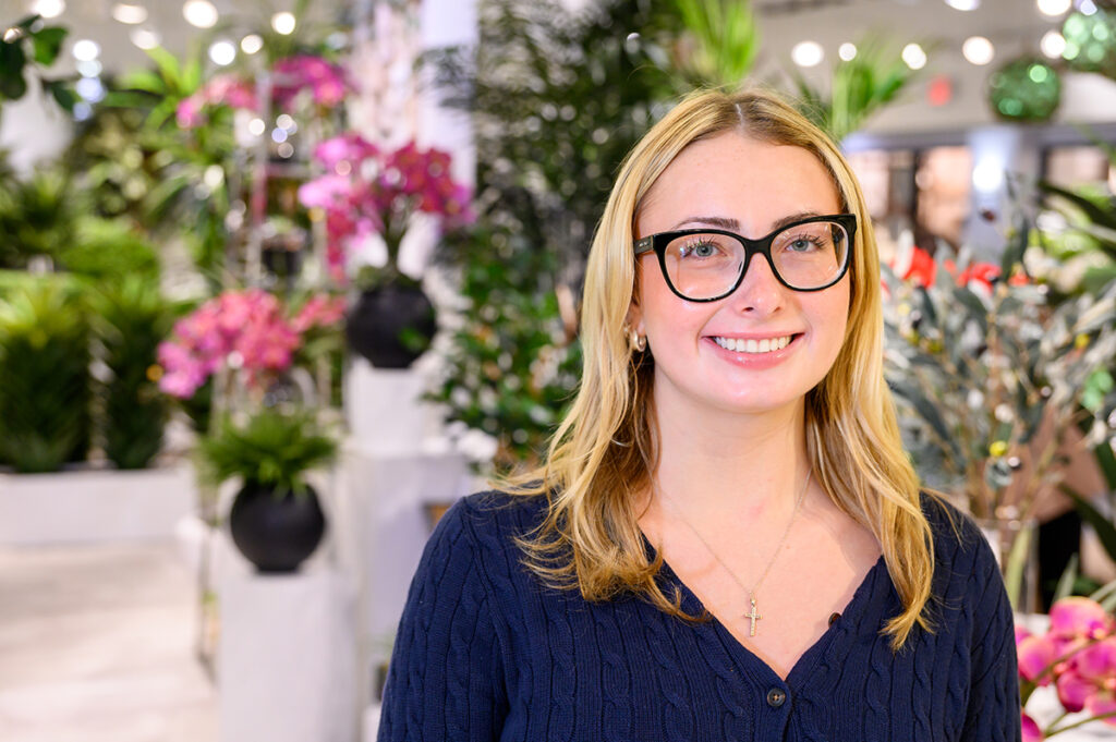 Lindsey Tombline, a sophomore marketing major with a minor in fashion merchandising, worked at the D&W Silks showroom in the International Home Furnishings Center.