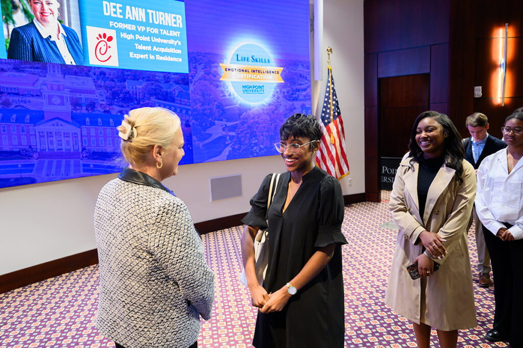 After her session, Turner talked with Alena Stokely, a freshman biology major with a minor in business administration, as Yasmine Scott, a freshman mechanical engineering major with a minor in biology, awaited her turn to ask questions.