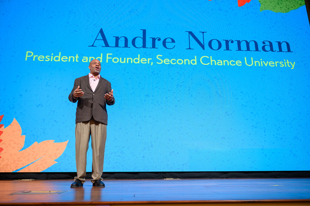 Norman shared his inspirational story of transformation from prison to helping others.