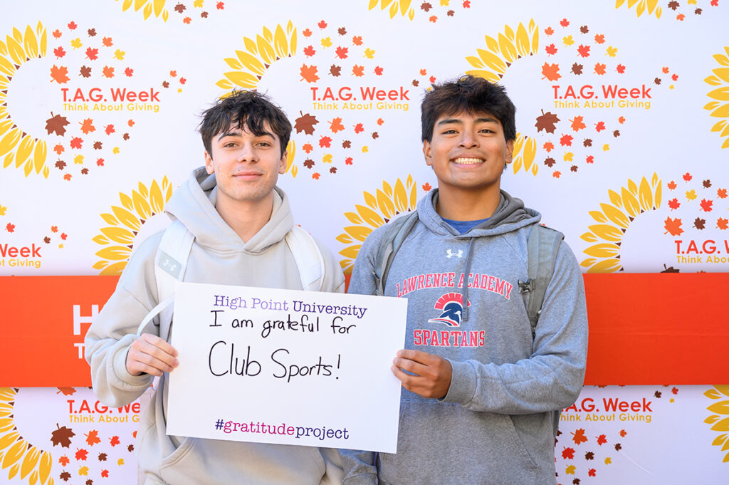 From left, Nicholas Falcone, who is from Boxborough, Massachusetts, and Jake Hagen, who is from Darnestown, Massachusetts, agreed they are grateful for HPU’s club sports. Both freshmen are majoring in business analytics and economics.