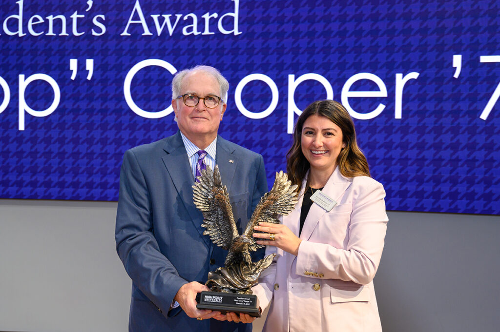 ) Gary “Coop” Cooper, Class of 1977, received the President’s Award from Boles.