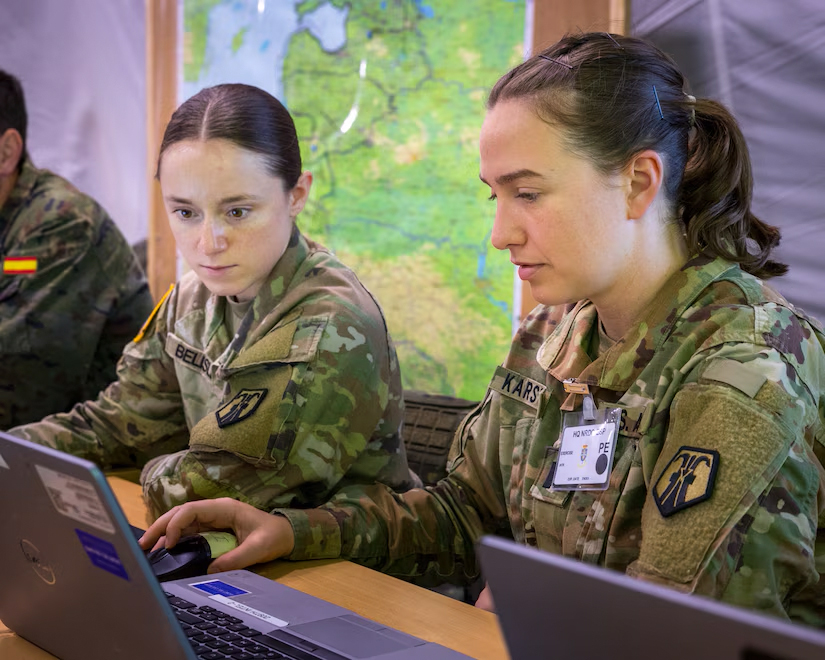 Pictured at right, U.S. Army Reserve Capt. Kendal Karstens, a Class of 2019 international relations major, recently led the intelligence team during the U.S. Army Reserve 7th Mission Support Command’s 209th Theater Liaison Detachment that played a pivotal role in Avenger Triad 25. As an HPU senior in 2019, Karstens received a scholarship from the prestigious Fulbright U.S. Student Program to teach English in Belarus.