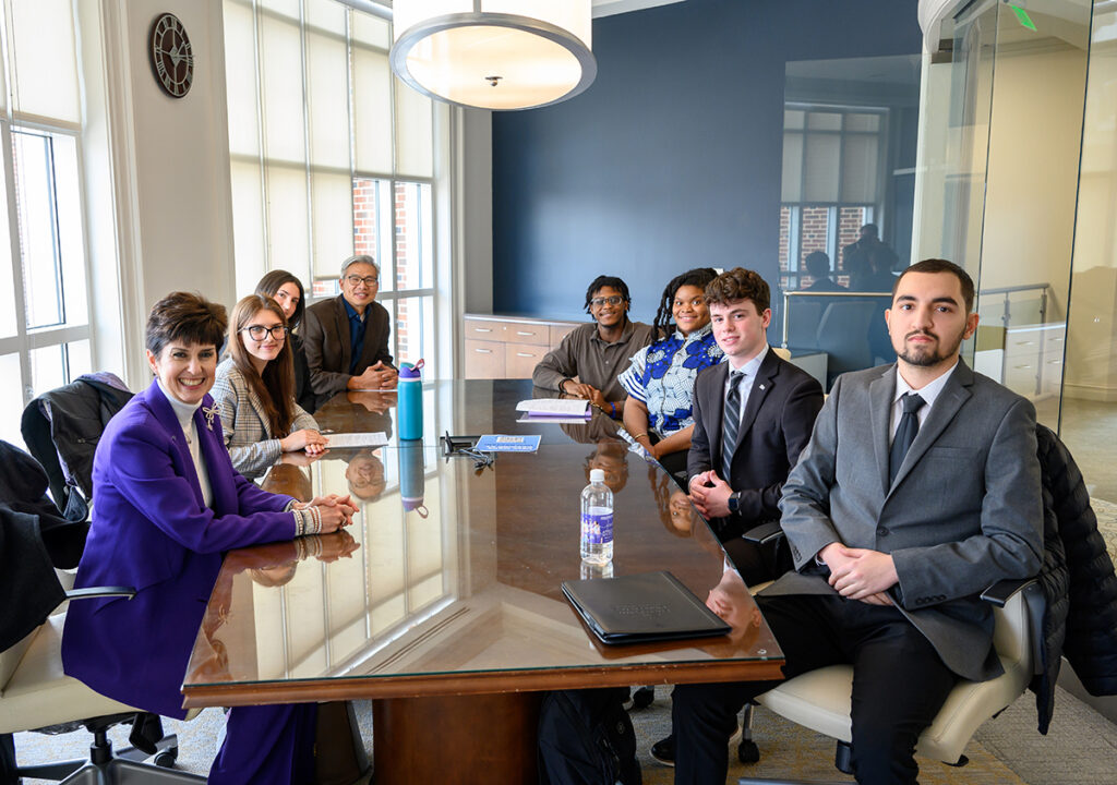 Piccione and Hsieh met on campus with business and strategic management students.