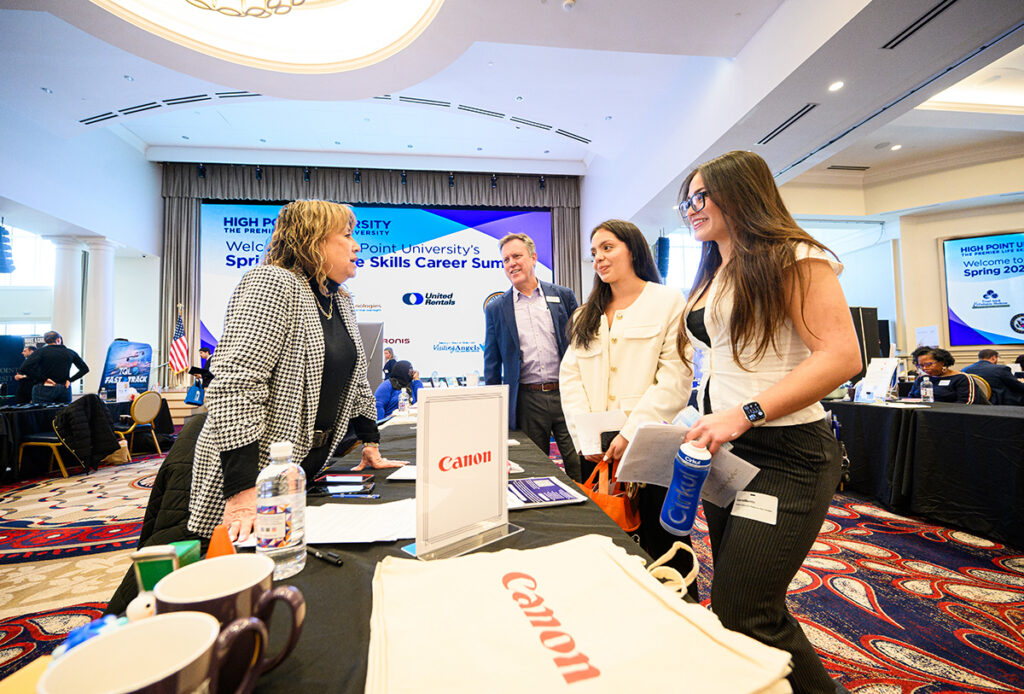 Robin Bogatz, a senior talent acquisition specialist for Canon USA, and co-worker Jay Horton, met with HPU freshmen Michaela Islas, a political science major from Washington, D.C., and Gabriella Caintic, an exercise science major from Philadelphia, Pennsylvania.