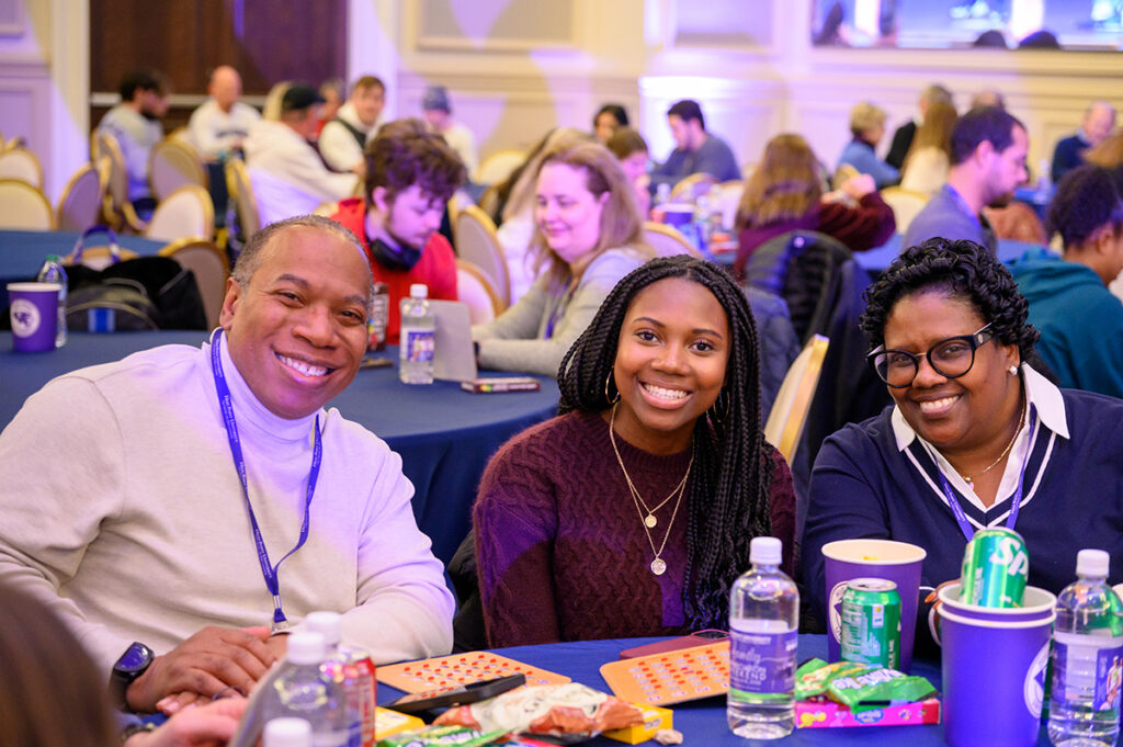 Families smiled as they took time to play bingo with their students. 