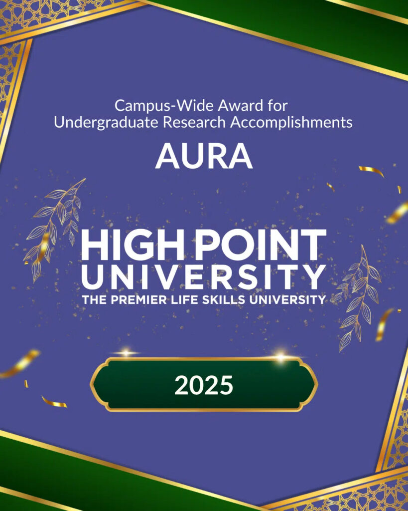 High Point University was selected by the Council on Undergraduate Research as the recipient of the 2025 Campus-Wide Award for Undergraduate Research Accomplishments.