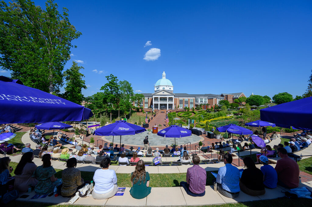 High Point University students, faculty and staff gathered with local community members at the Cottrell Amphitheater on April 23 to celebrate HPU’s annual Arbor Day Celebration.