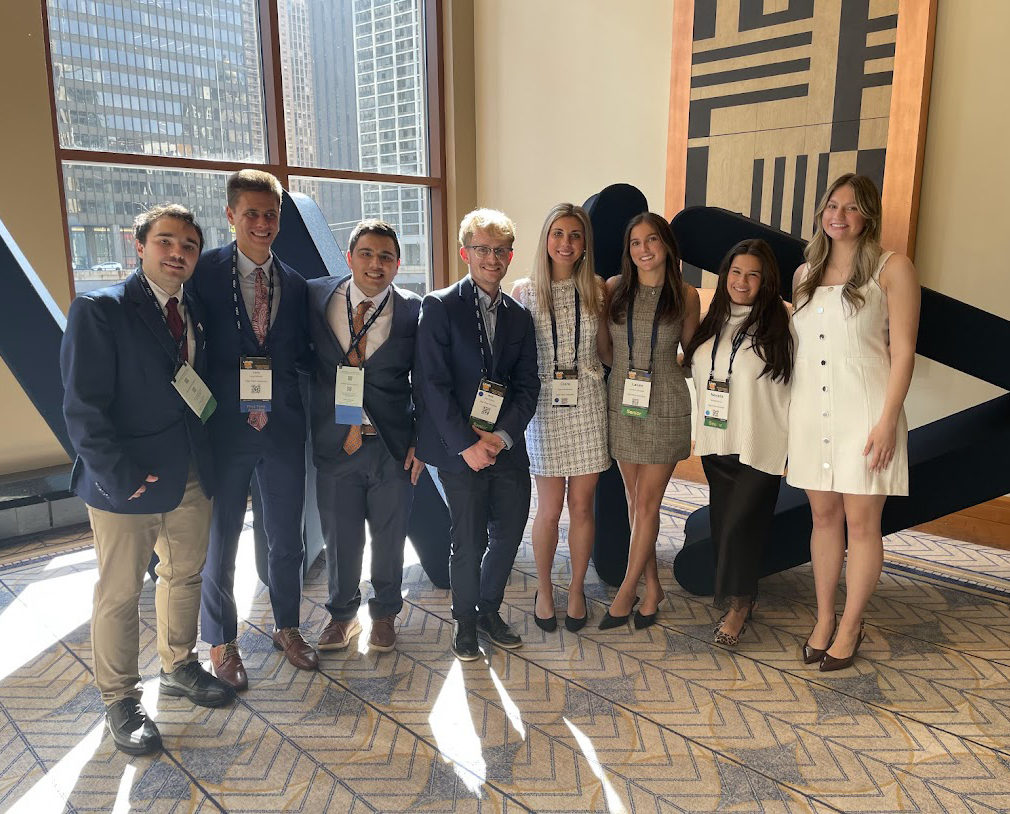 The American Marketing Association (AMA) International Collegiate Conference saw HPU’s AMA team place third in the nation in the Case Competition, sponsored by Major League Baseball and Deloitte Consulting in Chicago March 12-14. HPU students pictured from left at the AMA International Collegiate Conference were Kyle Griesi, Luca Urban, Kasen Mehta, Mark Epstein, Clara Fernandez, Lacee Franzelas, Nevada Brown and Kayla Levine.