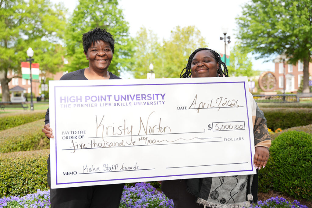 Pictured from left Cathy Norton, a dining team member who works on campus at the Silver Line Diner, with her daughter Lead Food Service Worker Kristy Norton, after the Kahn staff awards were presented.